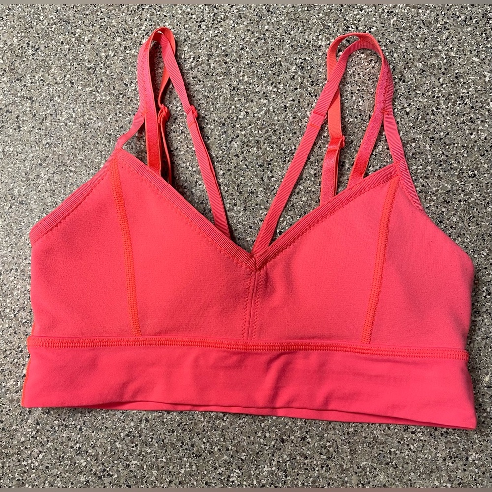 Lululemon Athletica Free to Be Long Line Sports Bra With Pads Size 6 Orange GUC